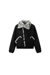 Frost Fade Fur-Collar Jacket - Black