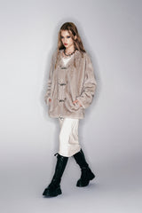 Urban Edge Metal Clasp Faux Fur Coat