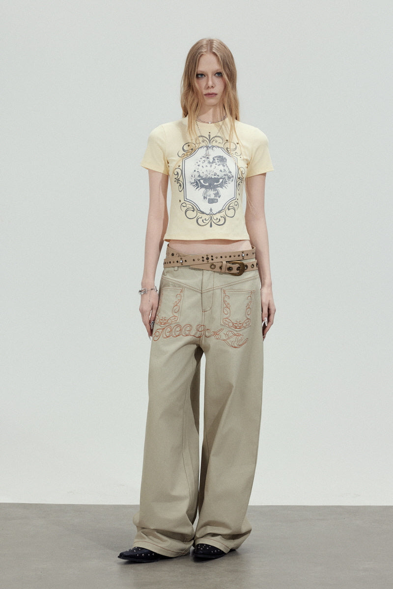 Vintage Frame Graphic Cropped T-Shirt