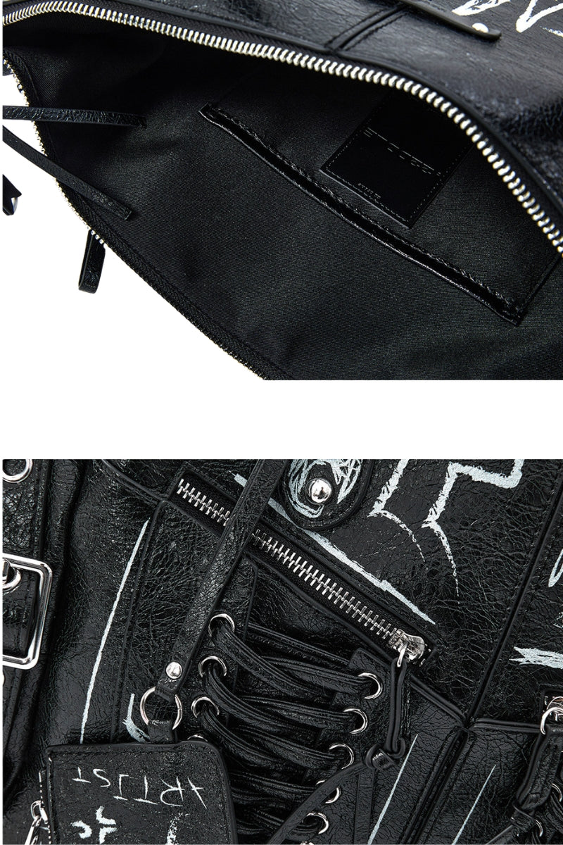 Graffiti Rivet Biker Bag