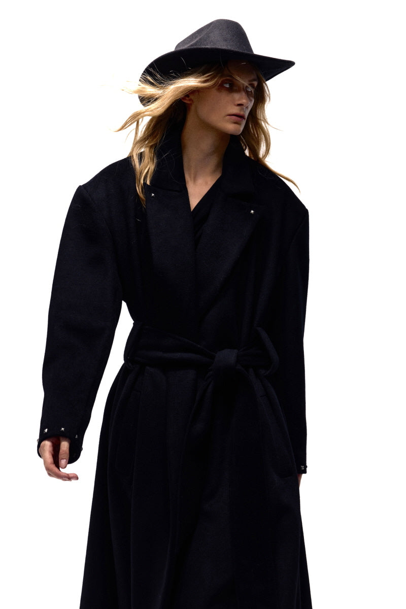 Western Midnight Long Wool Coat