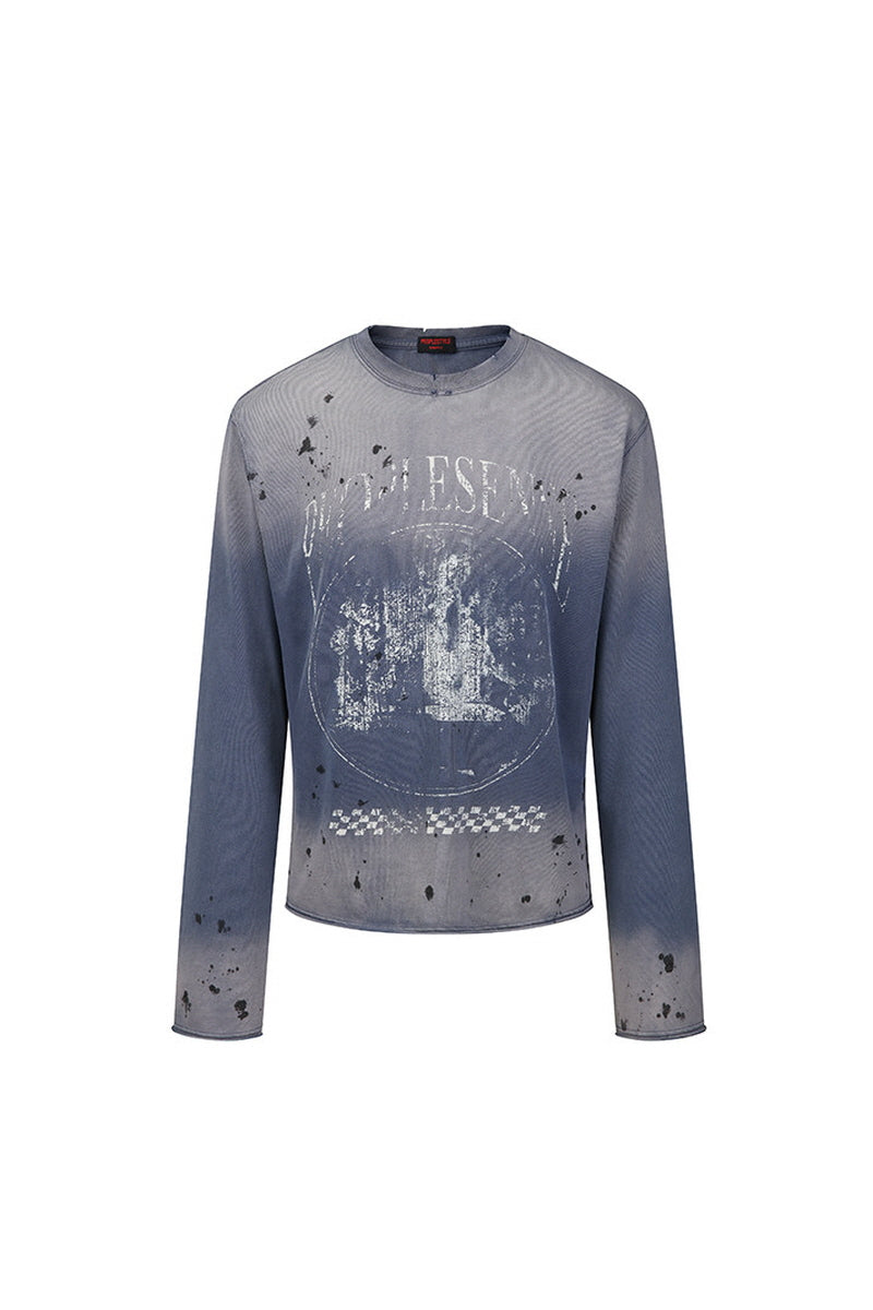 Gradient Wash Graphic Long Sleeve Tee