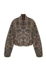 Brushed Wool Leopard Print Jacket