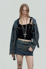 Rivet Edge Cropped Denim Jacket