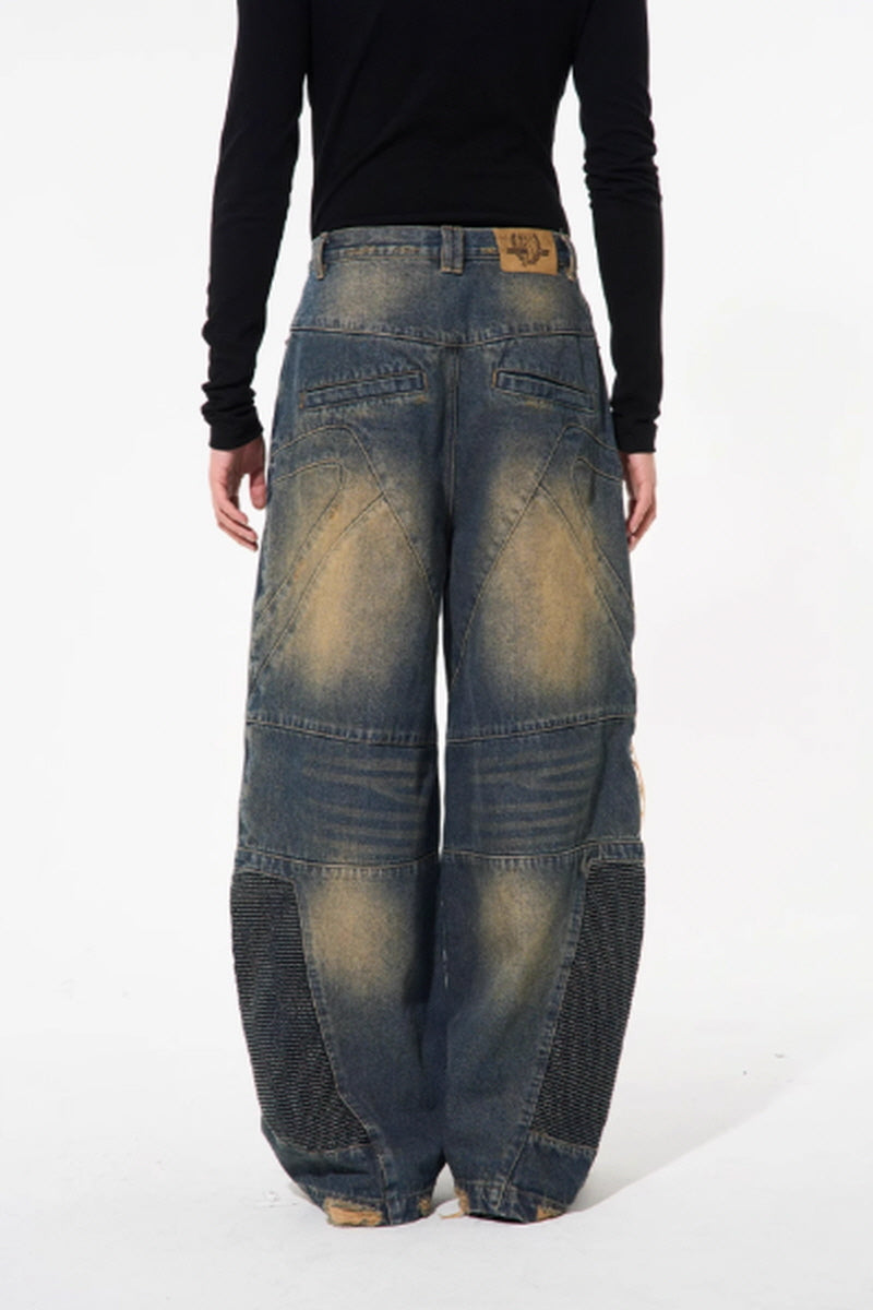 Vintage Rebel Distressed Wide-Leg Denim