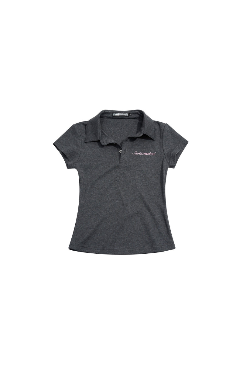 Rhinestone Angel Curve Polo Top