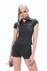 Rhinestone Angel Curve Polo Top