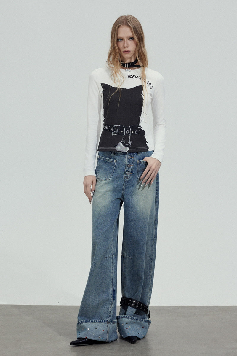 Rebel Belt Graphic Long Sleeve Top