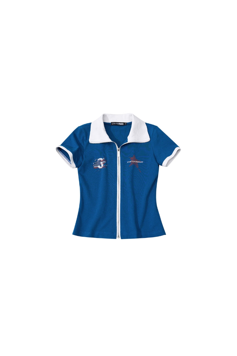 American Racer Zip Polo Top
