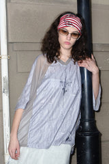 Shadow Cross Mesh Patch Oversized Tee