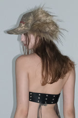 Fur-Trim Camo Baseball Cap