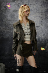 Vintage Edge Asymmetrical Leather Skirt