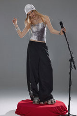 Graffiti Flow Wide Pants  - Black