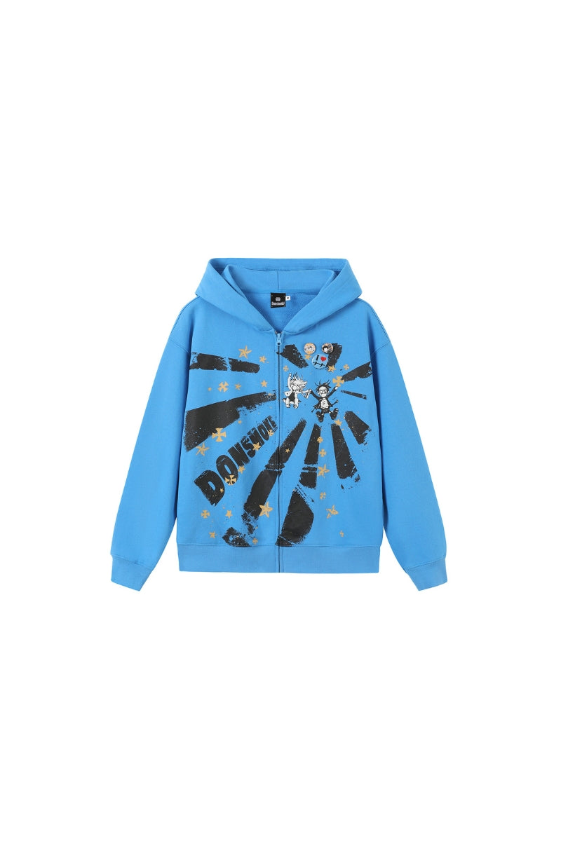 NANA Starburst Graphic Zip-Up Hoodie - Blue