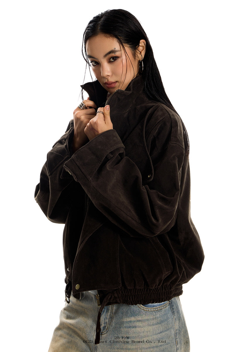 Vintage Suede Biker Oversized Jacket