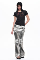 Leopard Double Waist Bootcut Jeans