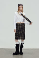Plaid Tie Cropped Shirt