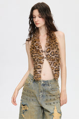 Wild Muse Leopard Faux Fur Halter Top