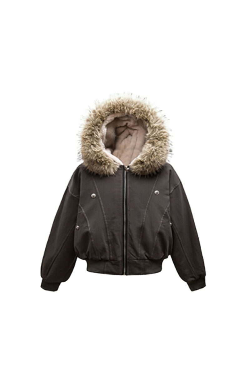 Frosted Haven Faux Fur Hood Jacket