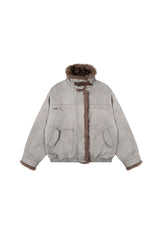 Ash Veil Fur-Trim Suede Jacket