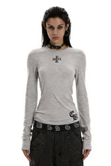 Gothic Cross Slim Long Sleeve Top