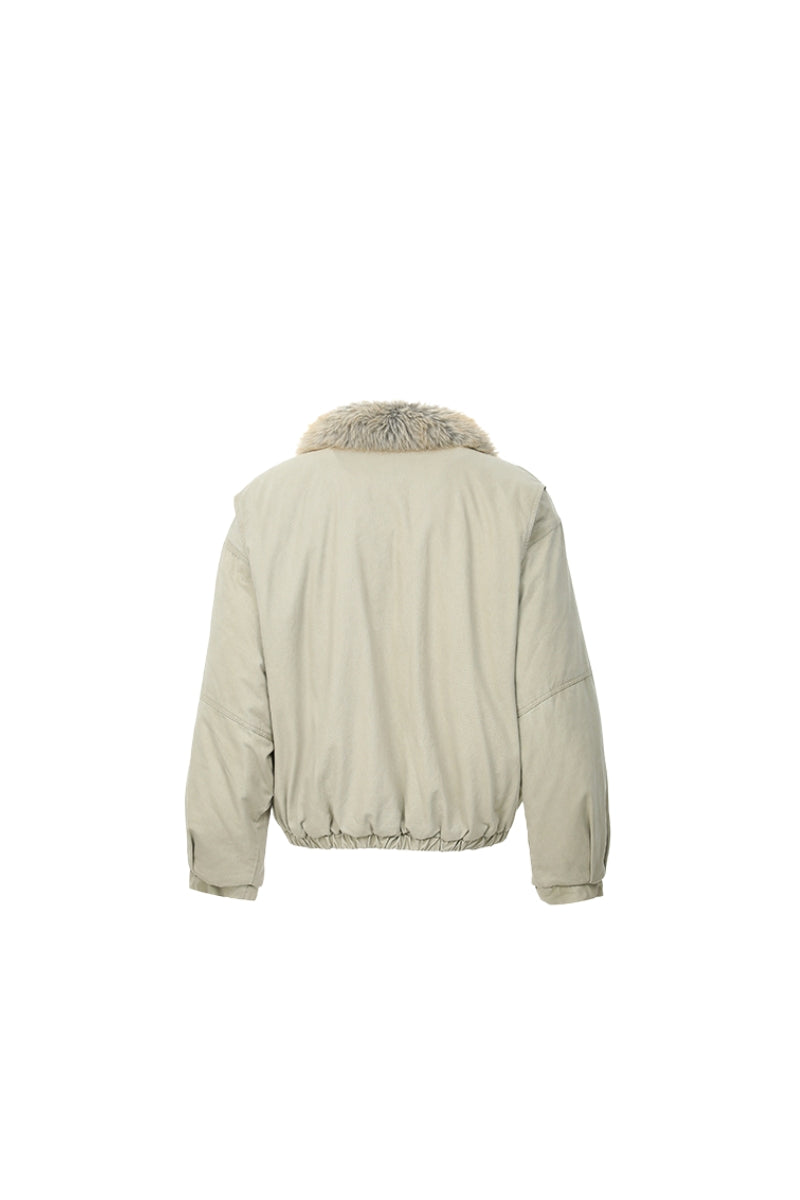 Feral City Fur-Collar Jacket - Apricot