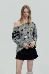 Star Graphic Off-Shoulder Top