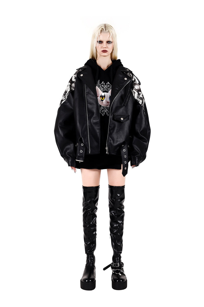 Venomous Edge Oversized Leather Jacket