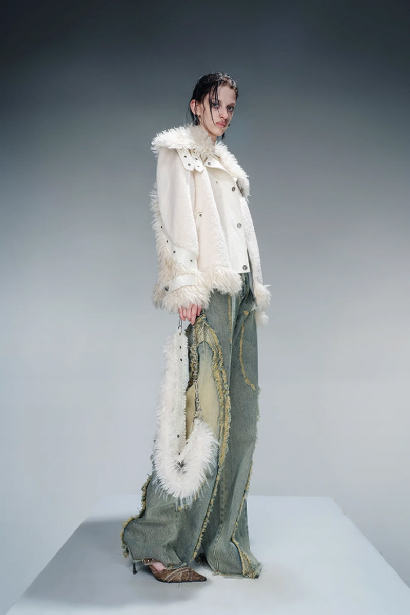 Velvet-Lined Luxe Fur Coat-Creamy-White