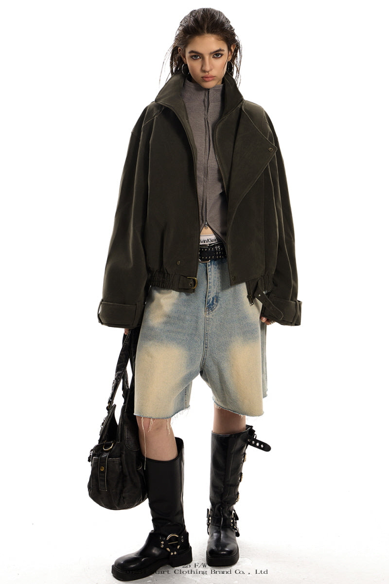 Vintage Suede Biker Oversized Jacket