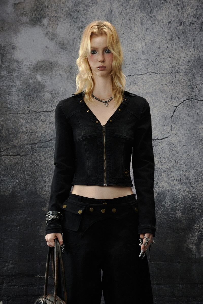 Midnight Zip Cropped Jacket