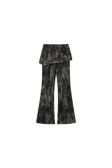 Washed Layered Panel Flare Pants