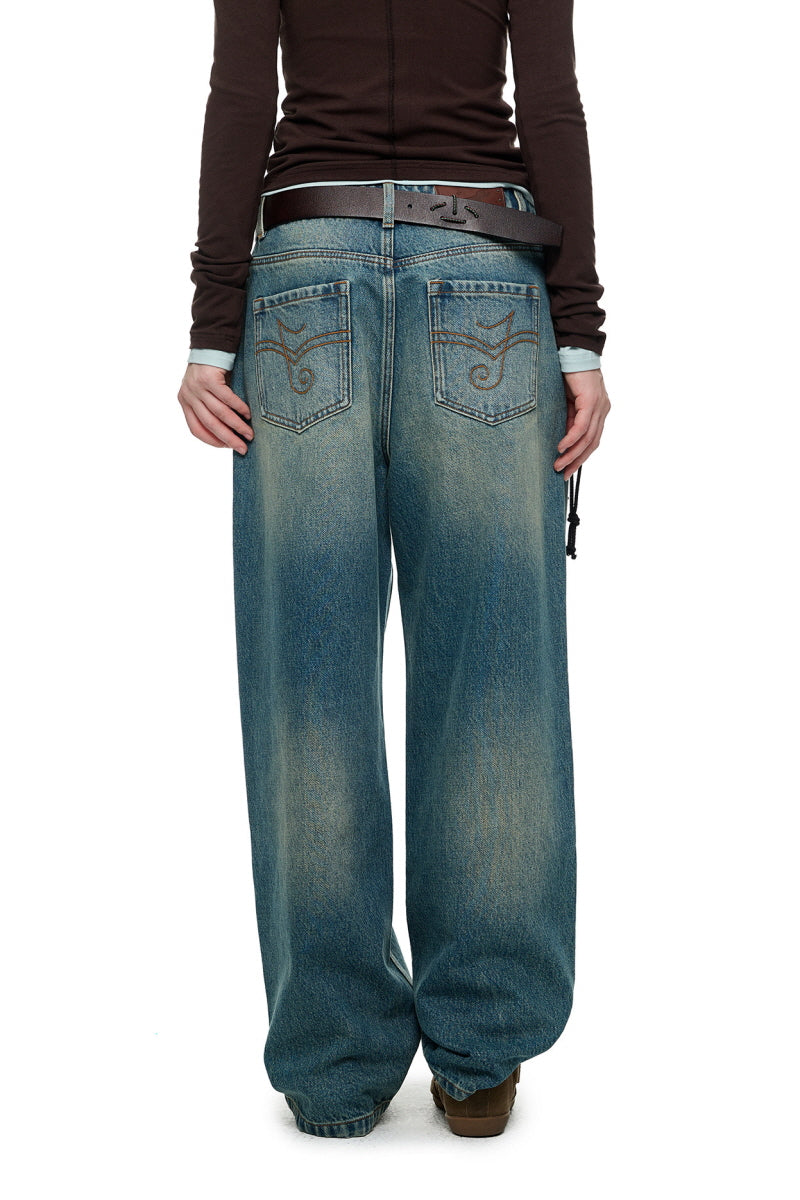 Rivet Fade Straight Denim Pants