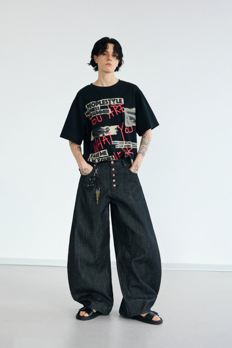 Shadow Curve Wide-Leg Jeans