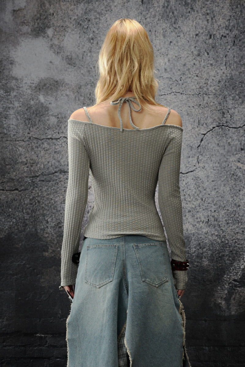 Dual Strap Knit Off-Shoulder Top