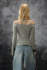 Dual Strap Knit Off-Shoulder Top
