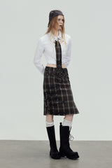 Plaid Tie Cropped Shirt