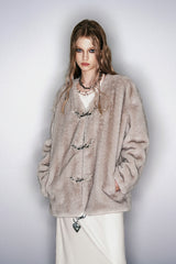 Urban Edge Metal Clasp Faux Fur Coat