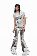 Leopard Double Waist Bootcut Jeans
