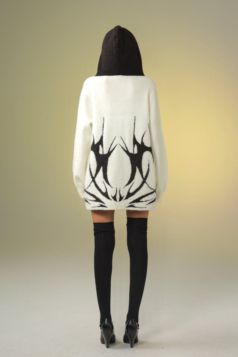 Shadow Contrast Hooded Sweater