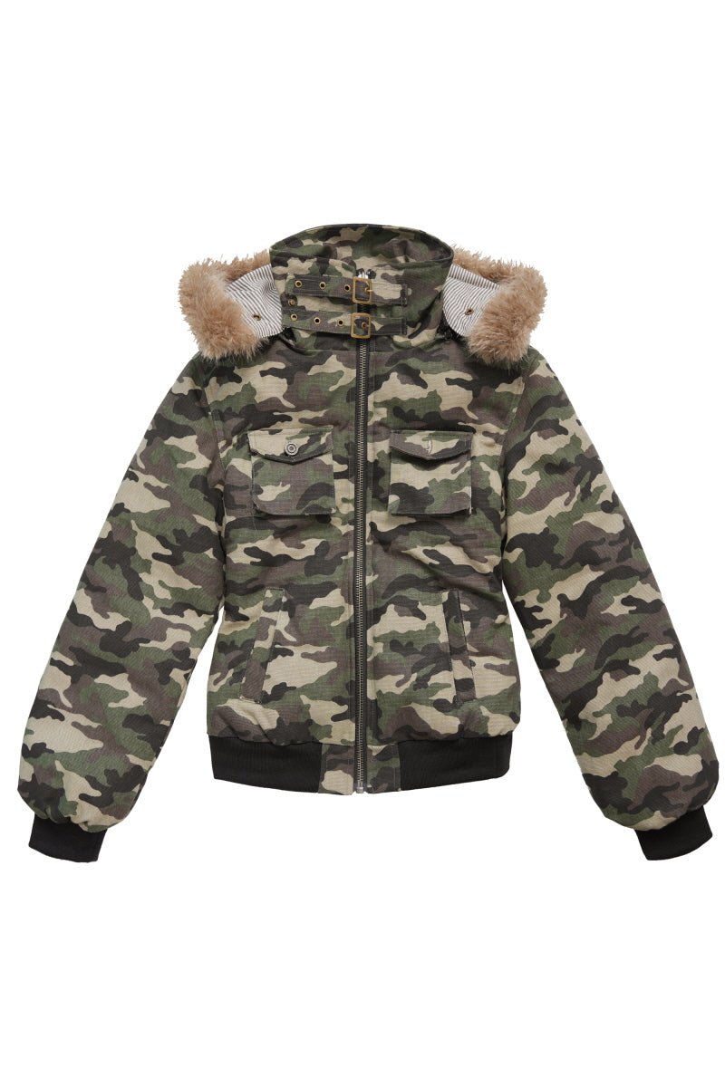 Urban Hunt Camouflage Fur Collar Jacket