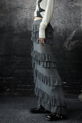 Irregular Ruffle Layered Maxi Skirt