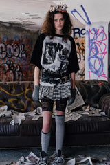 Ragged Noise Contrast Graffiti Tee