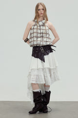 Sheer Plaid Halter Top