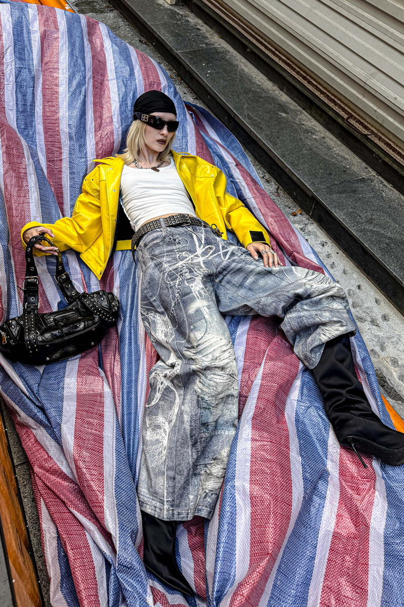 Graffiti Fade Wide-Leg Jeans