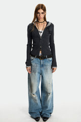 Plaid Edge Knit Zip Hoodie