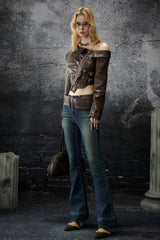 Brown Rebel Asymmetrical Leather Jacket