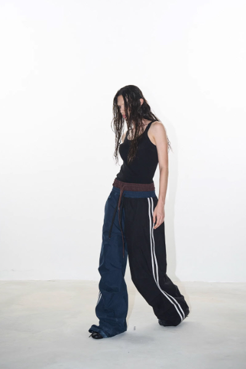 Dual-Tone Double-Layer Statement Pants