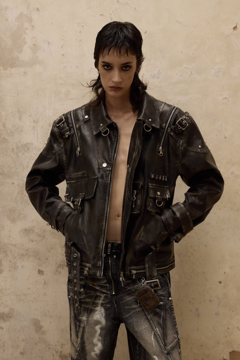 Distressed Rebel Vintage Leather Jacket