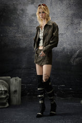 Distressed Rebel Cropped Leather Jacket
